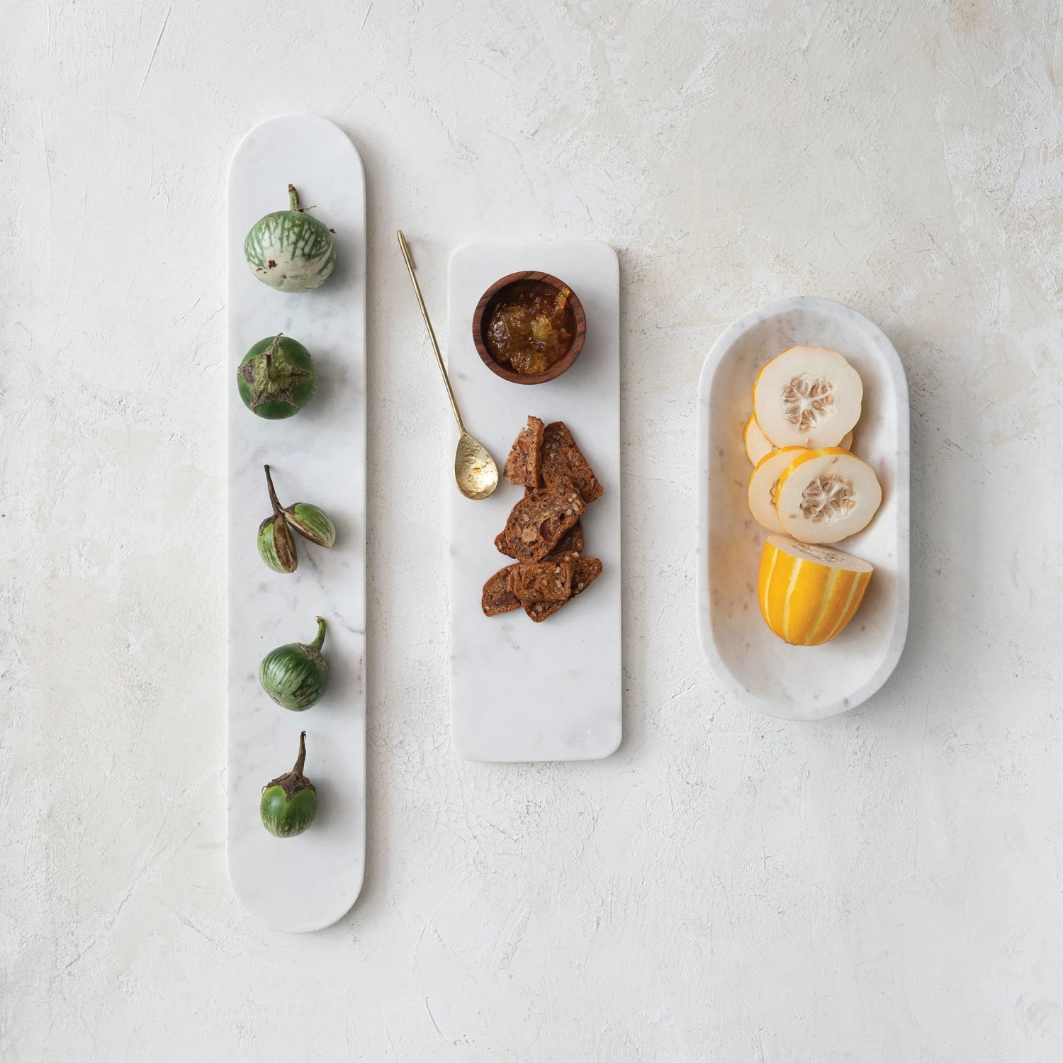 Marble Serving Board w/ Acacia Bowl image 1