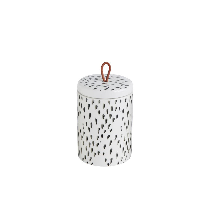 Container w/ Lid & Leather Pull image 3