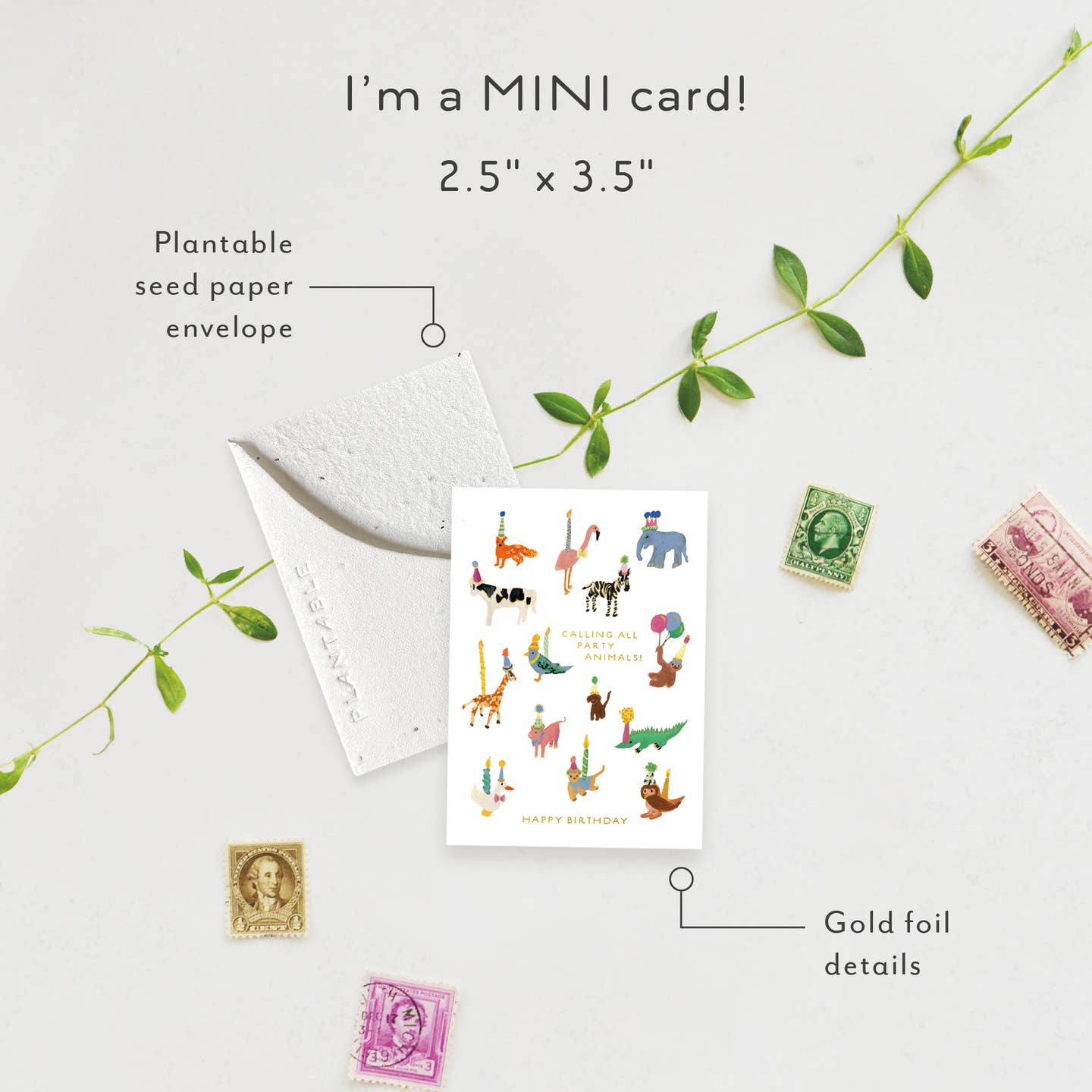 Animal Party - Birthday Card (Mini) image 1