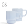 Milk Glass Mug Set of 2 - Blue / 8oz