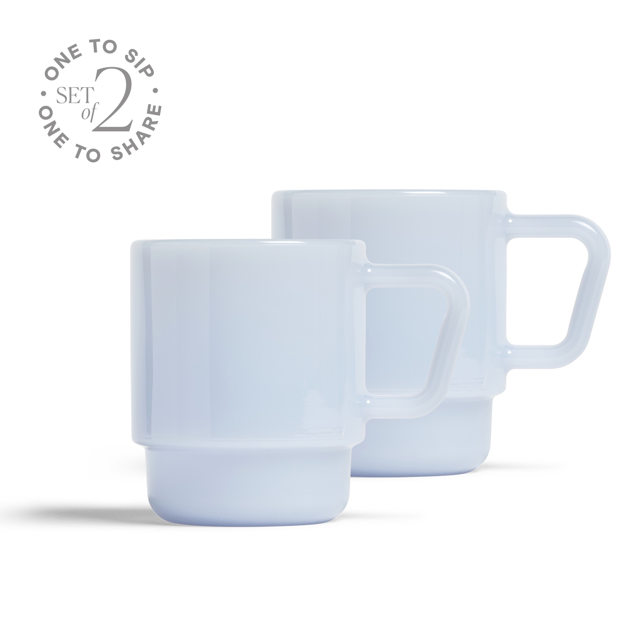 Milk Glass Mug Set of 2 - Blue / 8oz