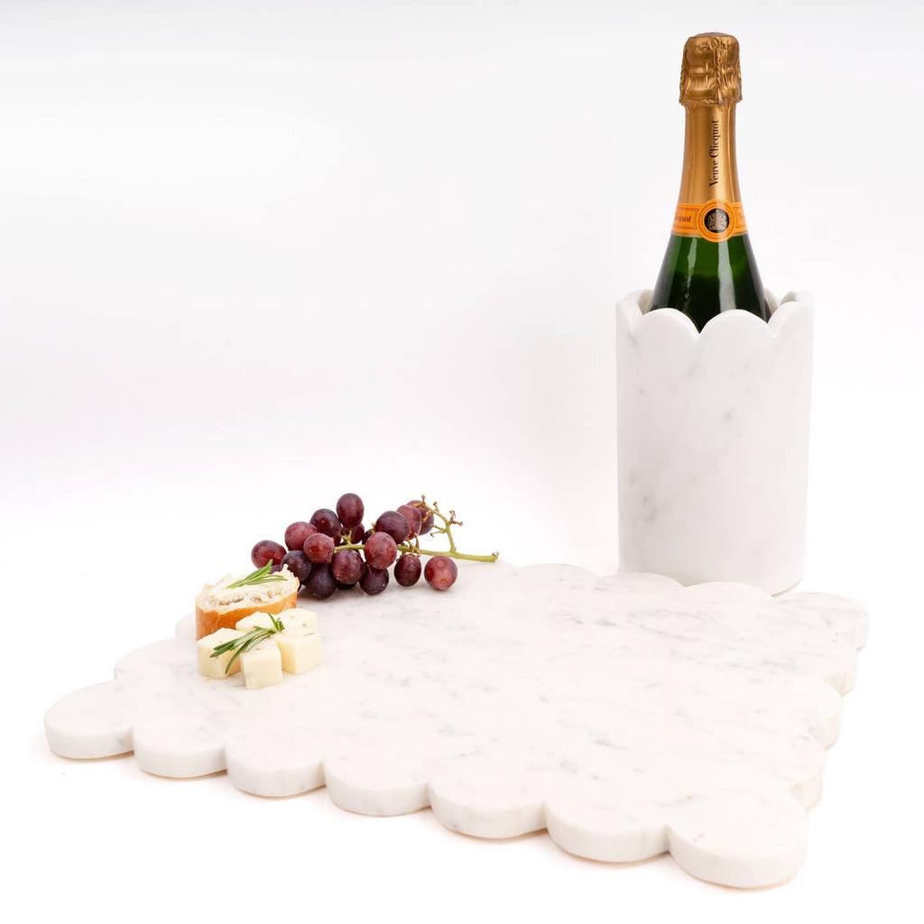 White Marble Scalloped Wine Chiller image 5