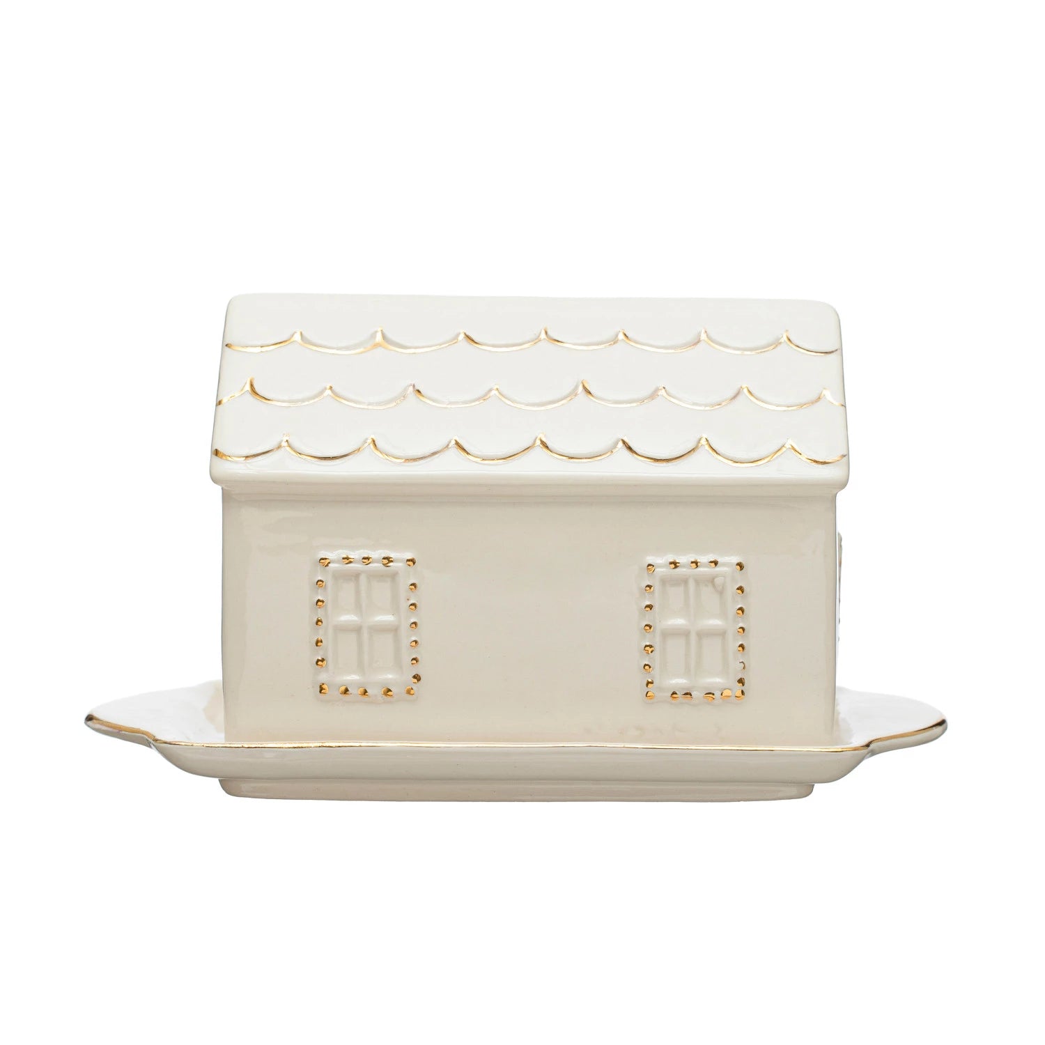 House Butter Dish w/ Gold Electroplating image 2