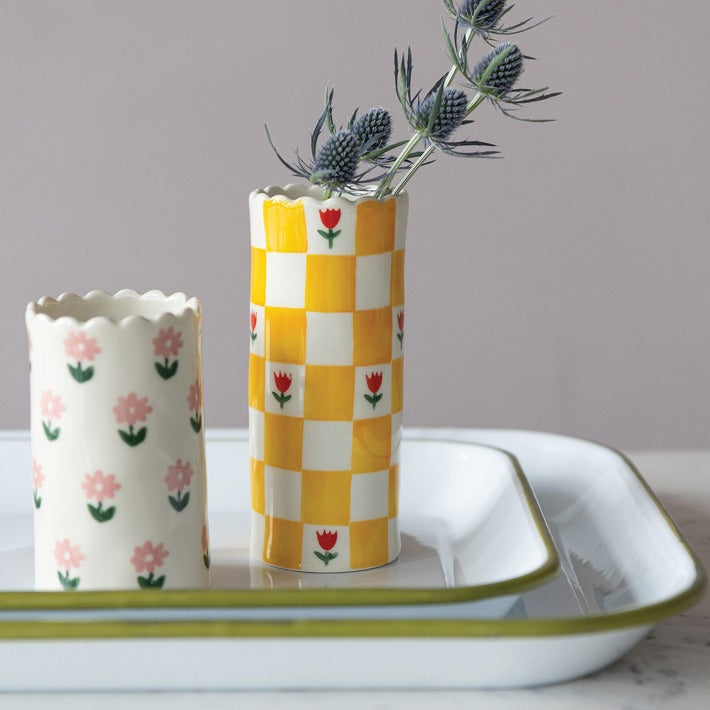 Yellow Checker Vase image 1