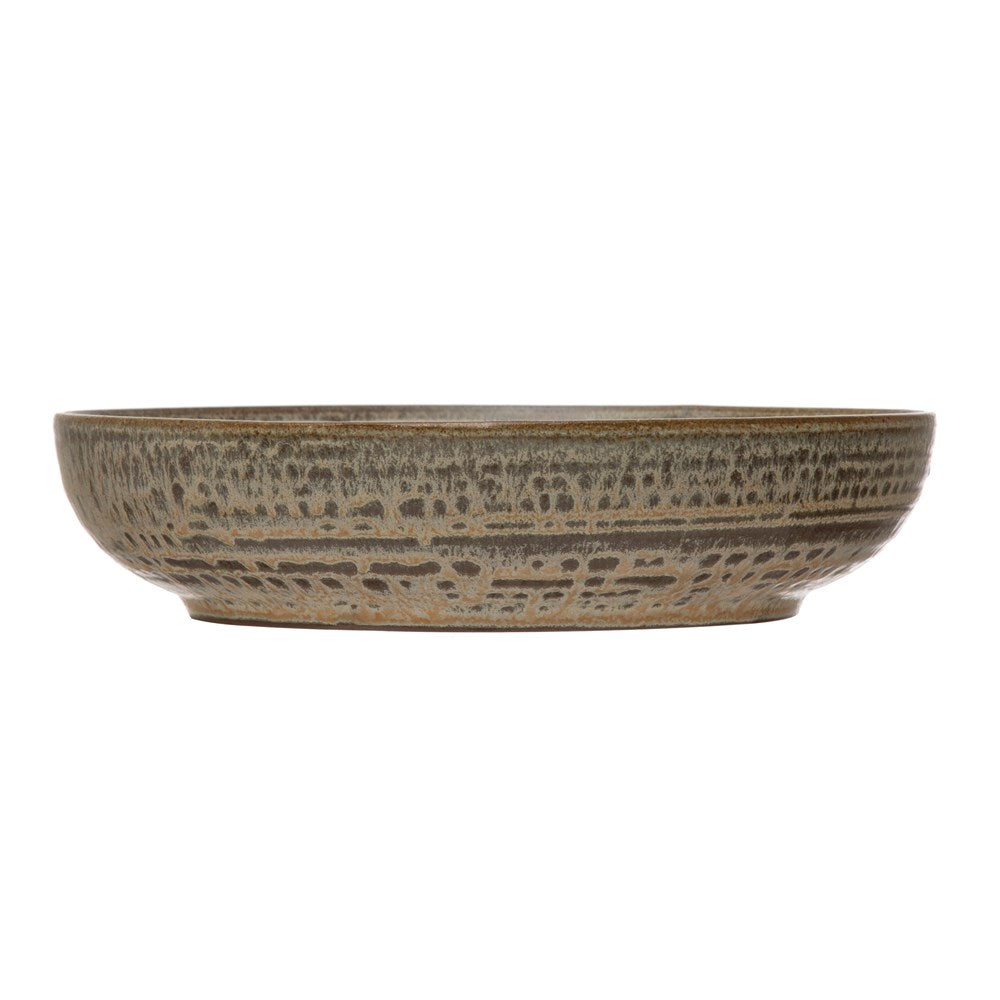 Round Stoneware Bowl Reactive Glaze Cream image 1