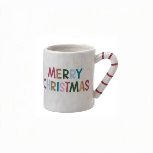 Stoneware Mug with Candy Cane Handle image 2