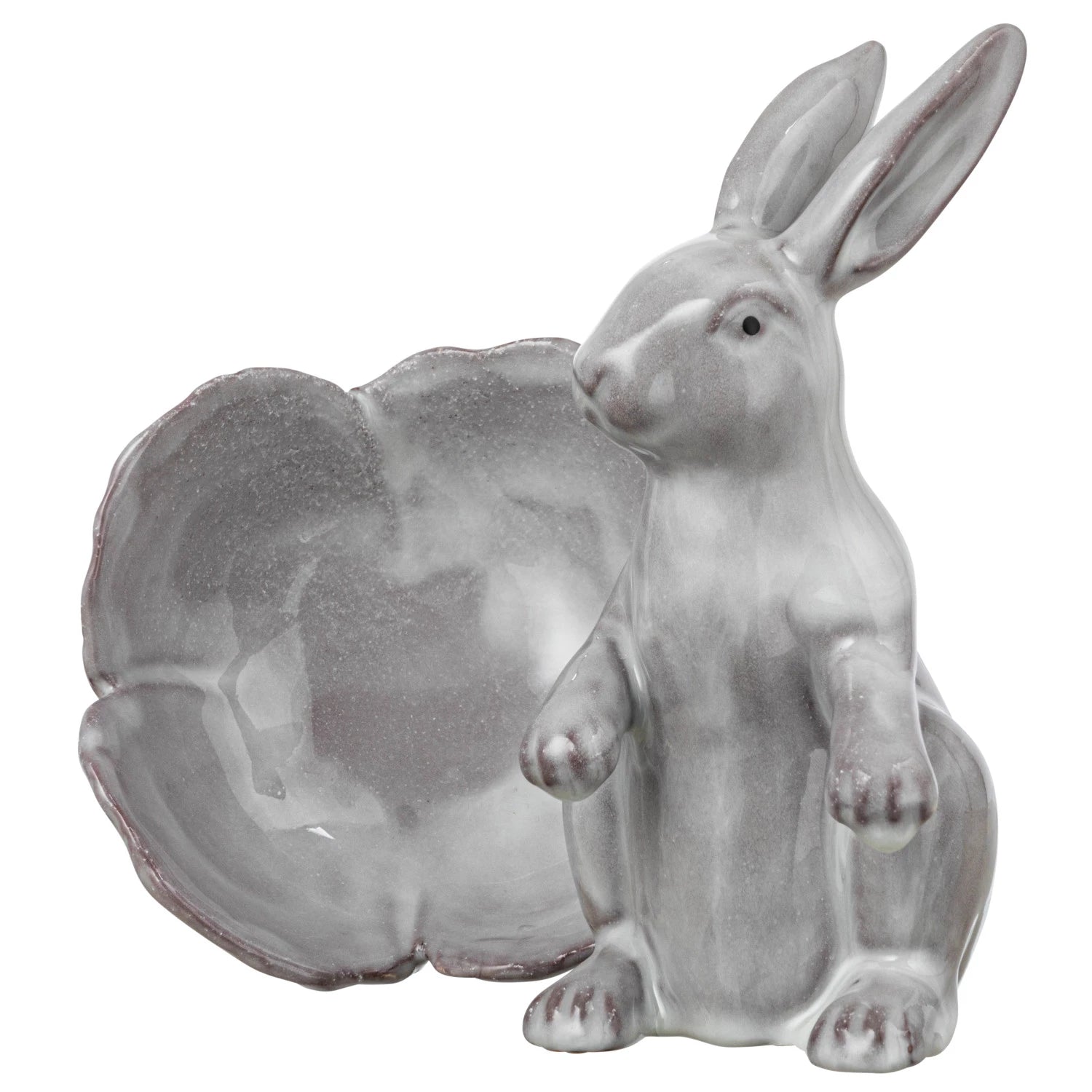 Stoneware Rabbit with Flower Shaped Bowl image 5