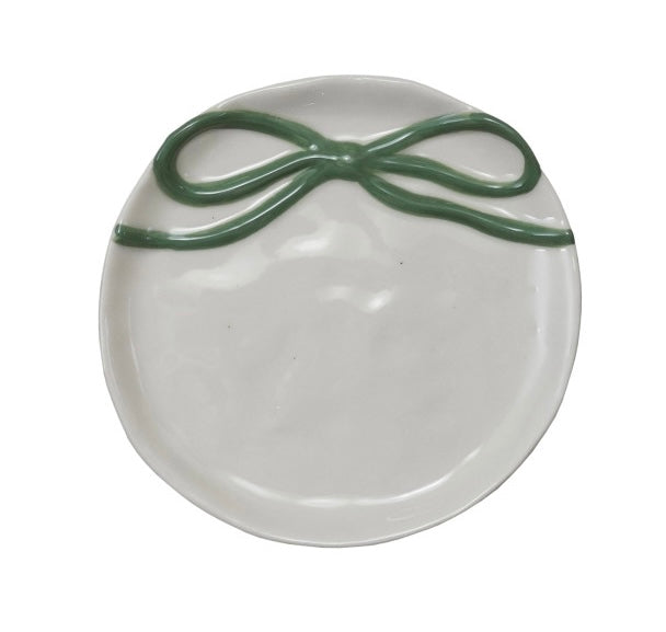 Round Stoneware Dish with Bow image 4