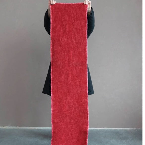 Linen Blend Table Runner - Red / 108"L x 14"W image 2