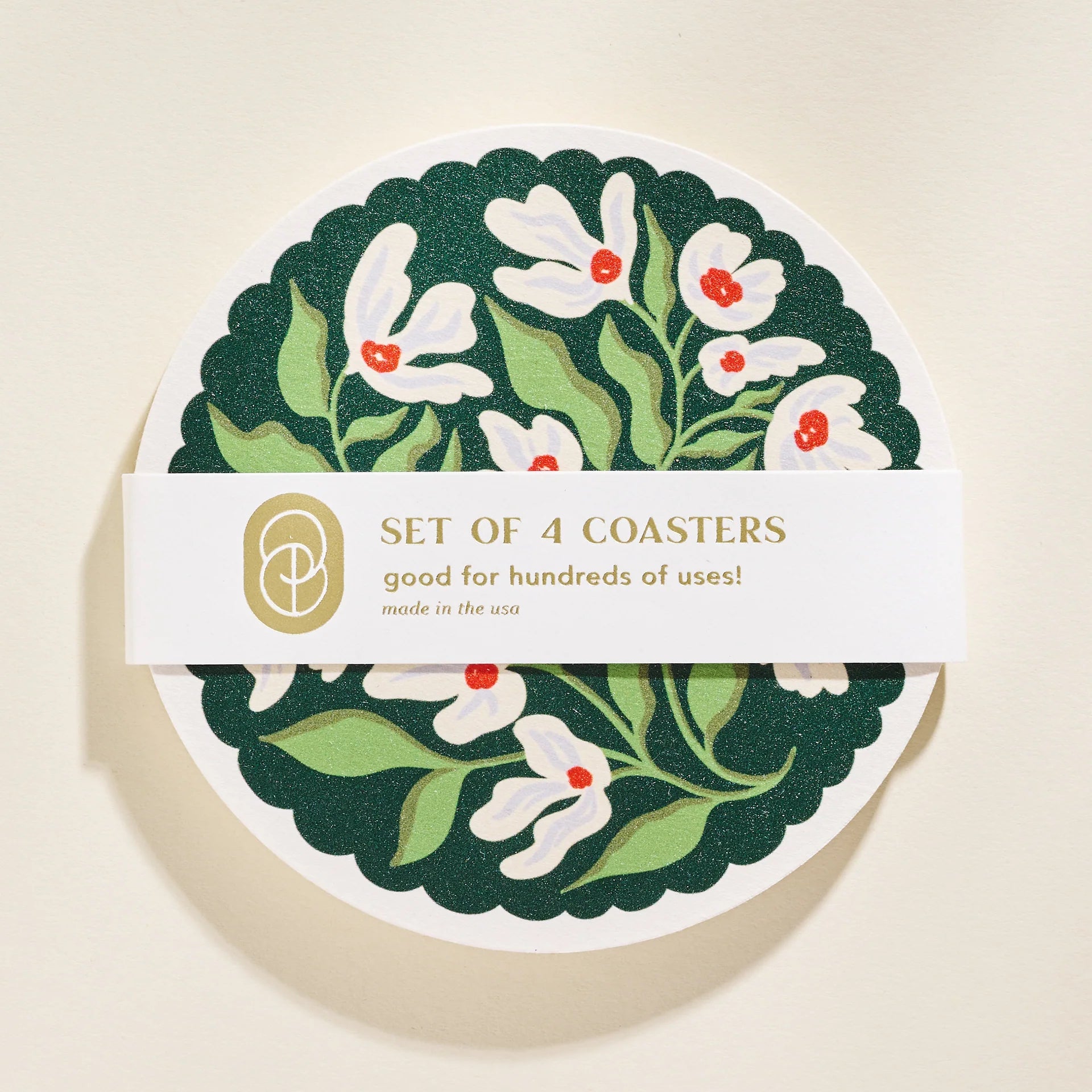 Green and Lavender Floral Coasters image 0