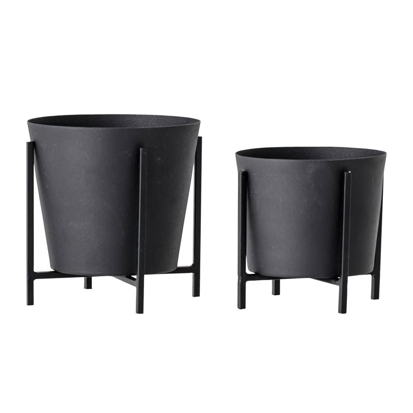 Matte Black Planter with Stand image 0