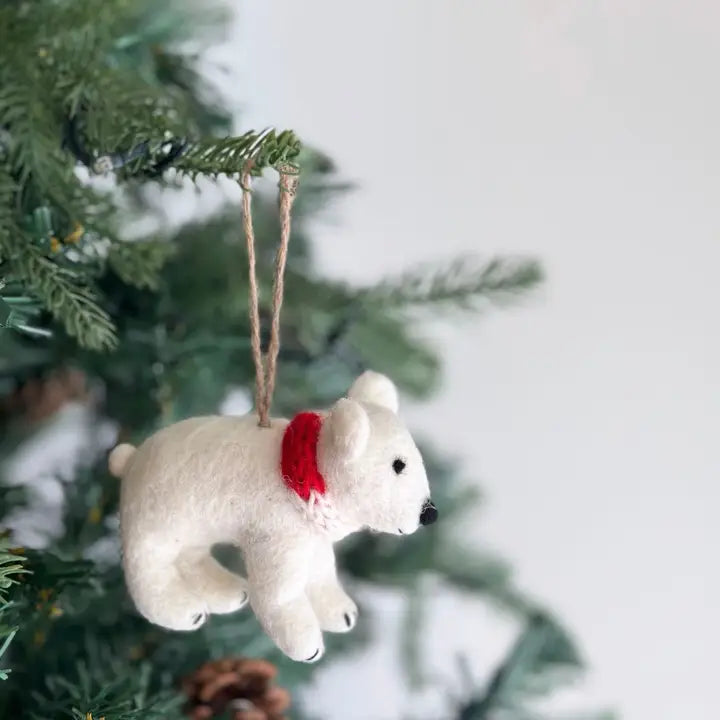 Felt Ornament - Polar Bear w/ Scarf image 1