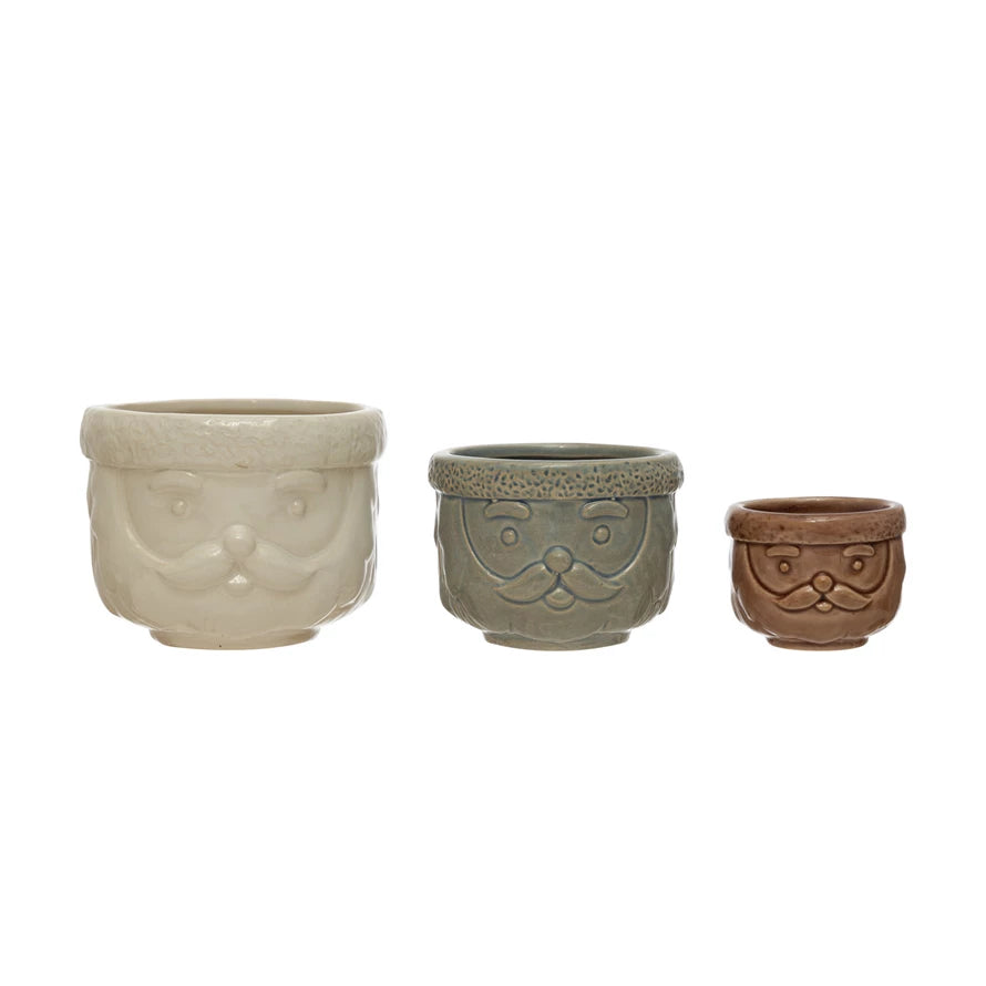 Stoneware Santa Container Set of 3 image 0