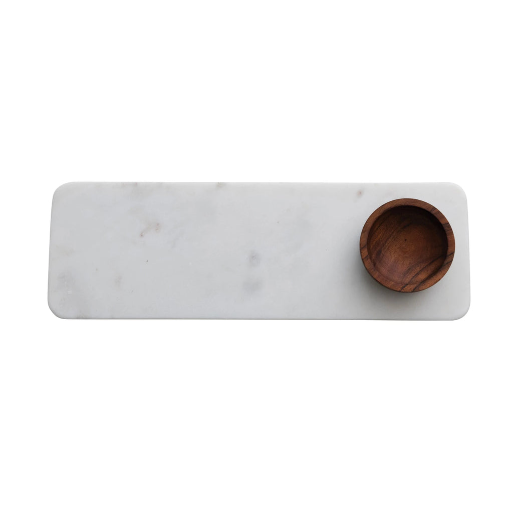 Marble Serving Board w/ Acacia Bowl image 2