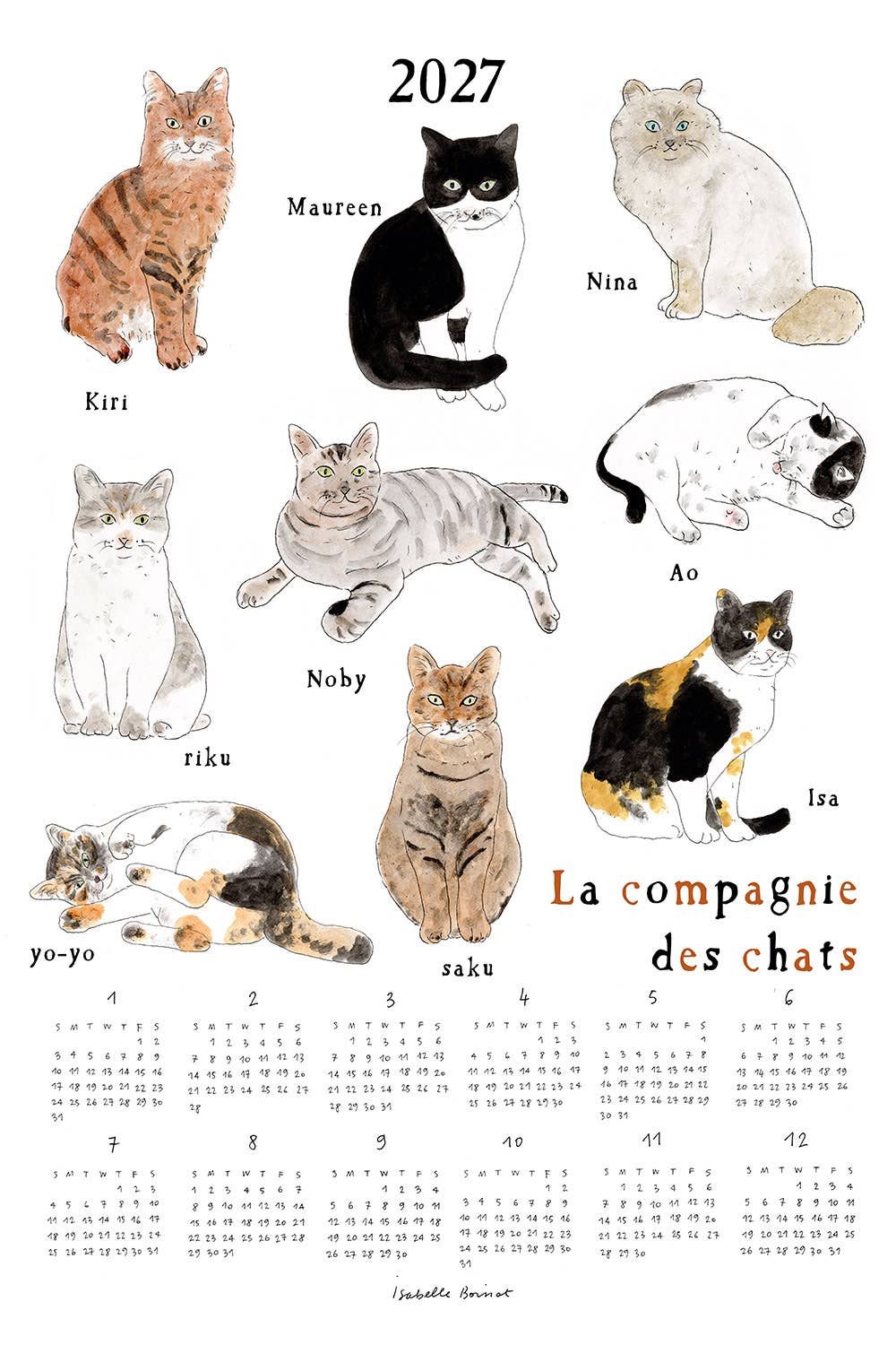 2027 Linen Calendar The Cat Company