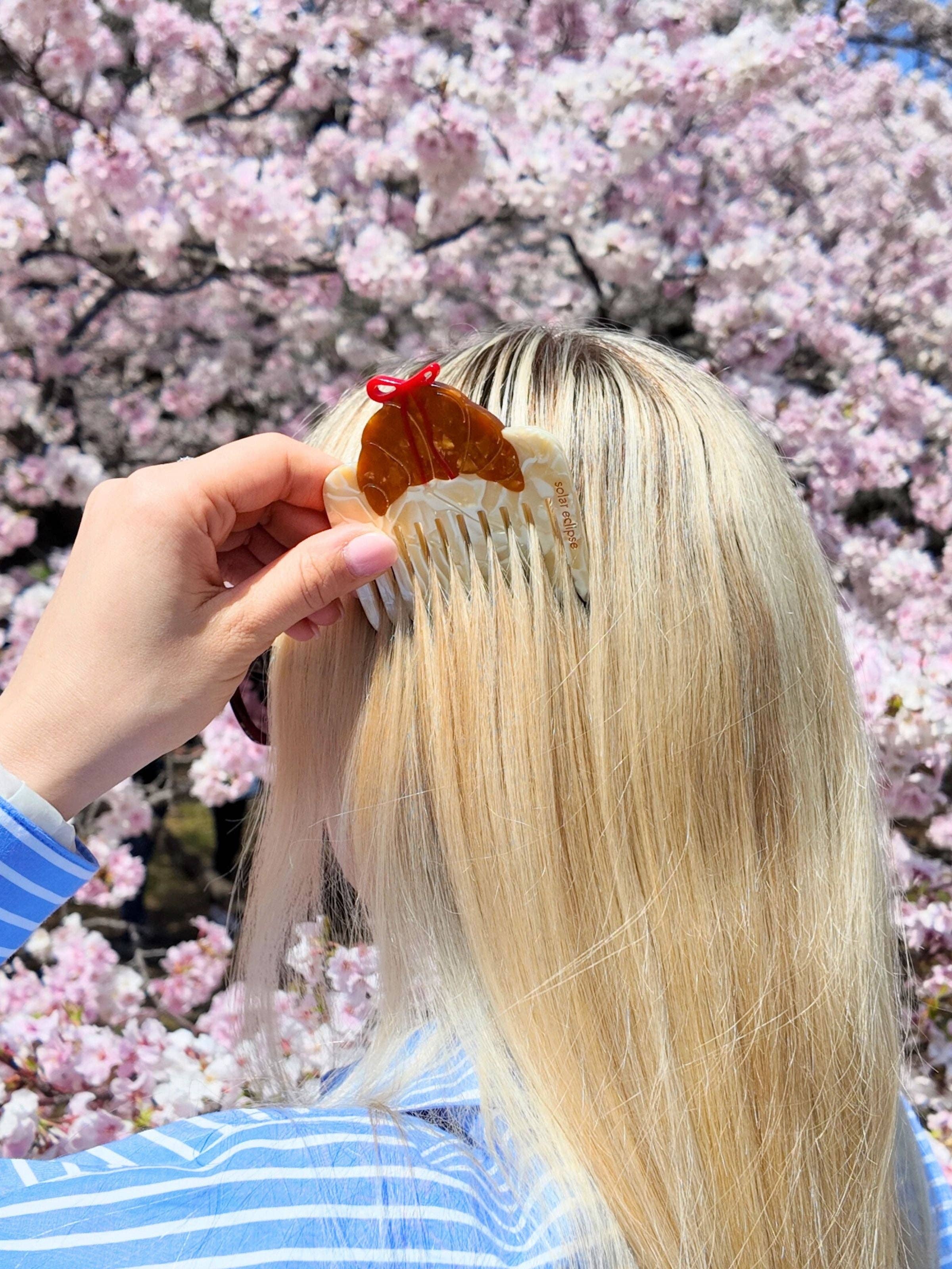 Croissant Bow Pocket Hair Comb