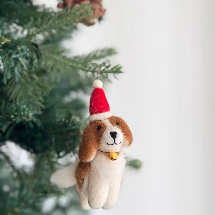 Felt Ornament - Cavalier King Charles Spaniel w/ Christmas Hat image 0
