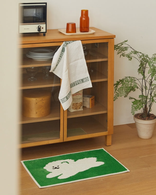 Jacquard Bath Mat - Bichon on the Grass