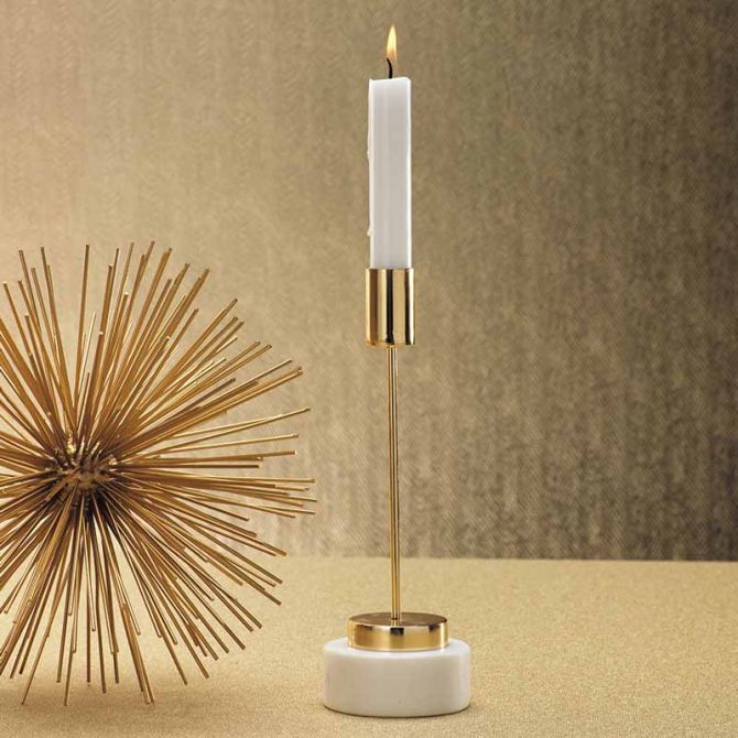 Celine Brass & Marble Taper Holder image 1