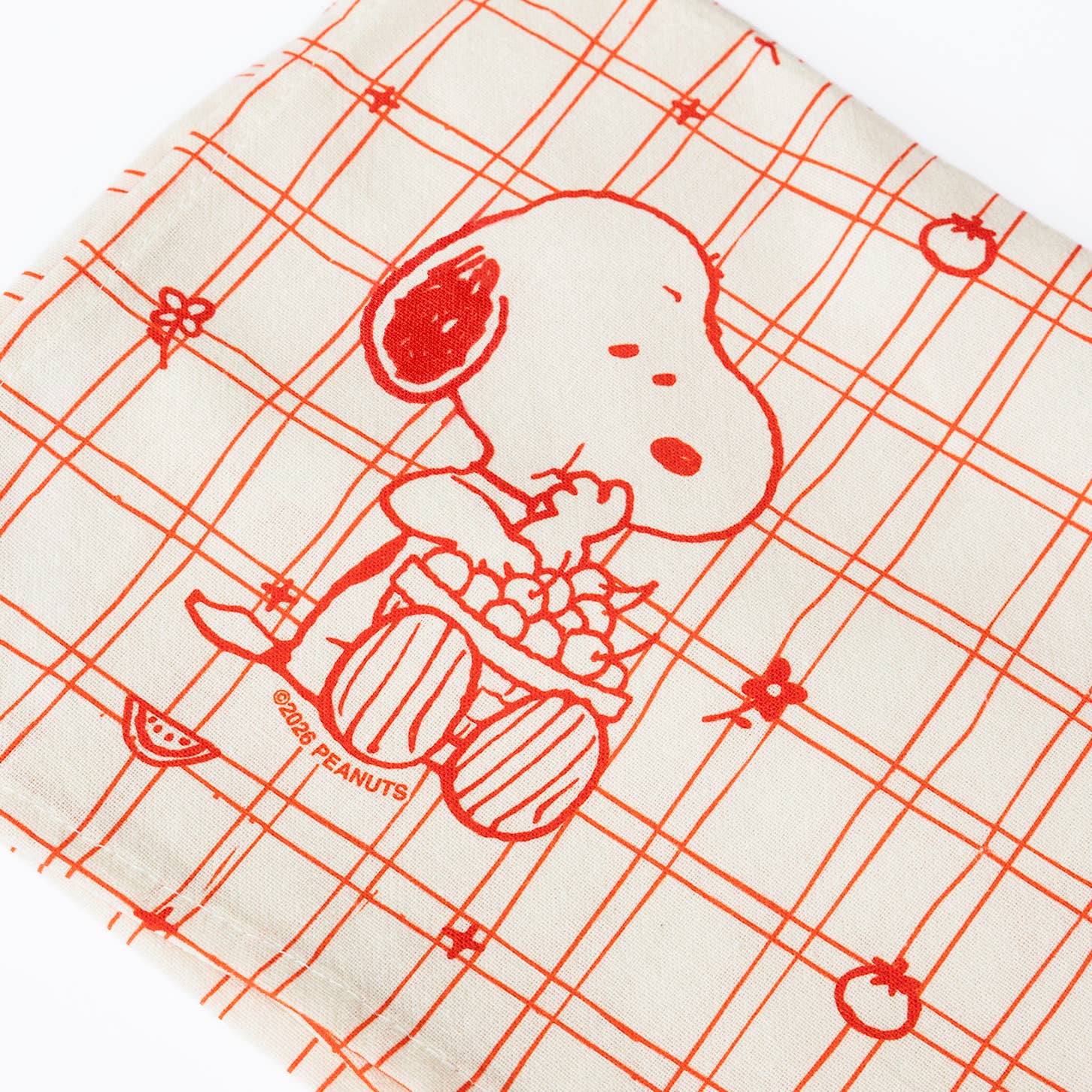 Snoopy Cherry Basket Tea Towel - Red