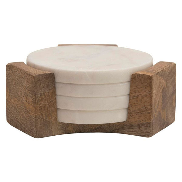 Marble Coaster with Mango Wood Case image 0