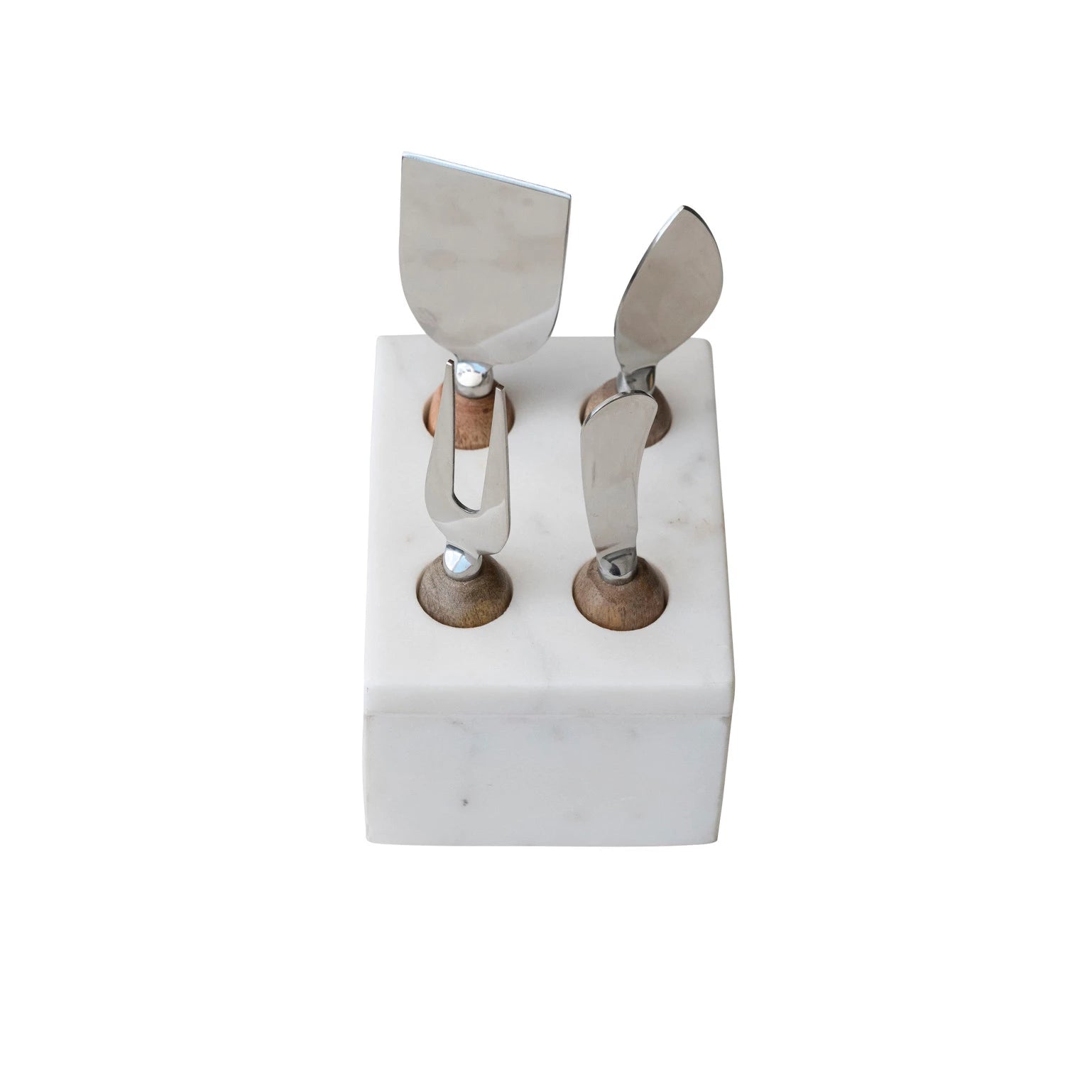 Cheese Servers w/ Wood Handles & Marble Stand image 2