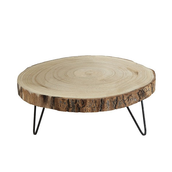 Wood Pedestal with Metal Legs image 0