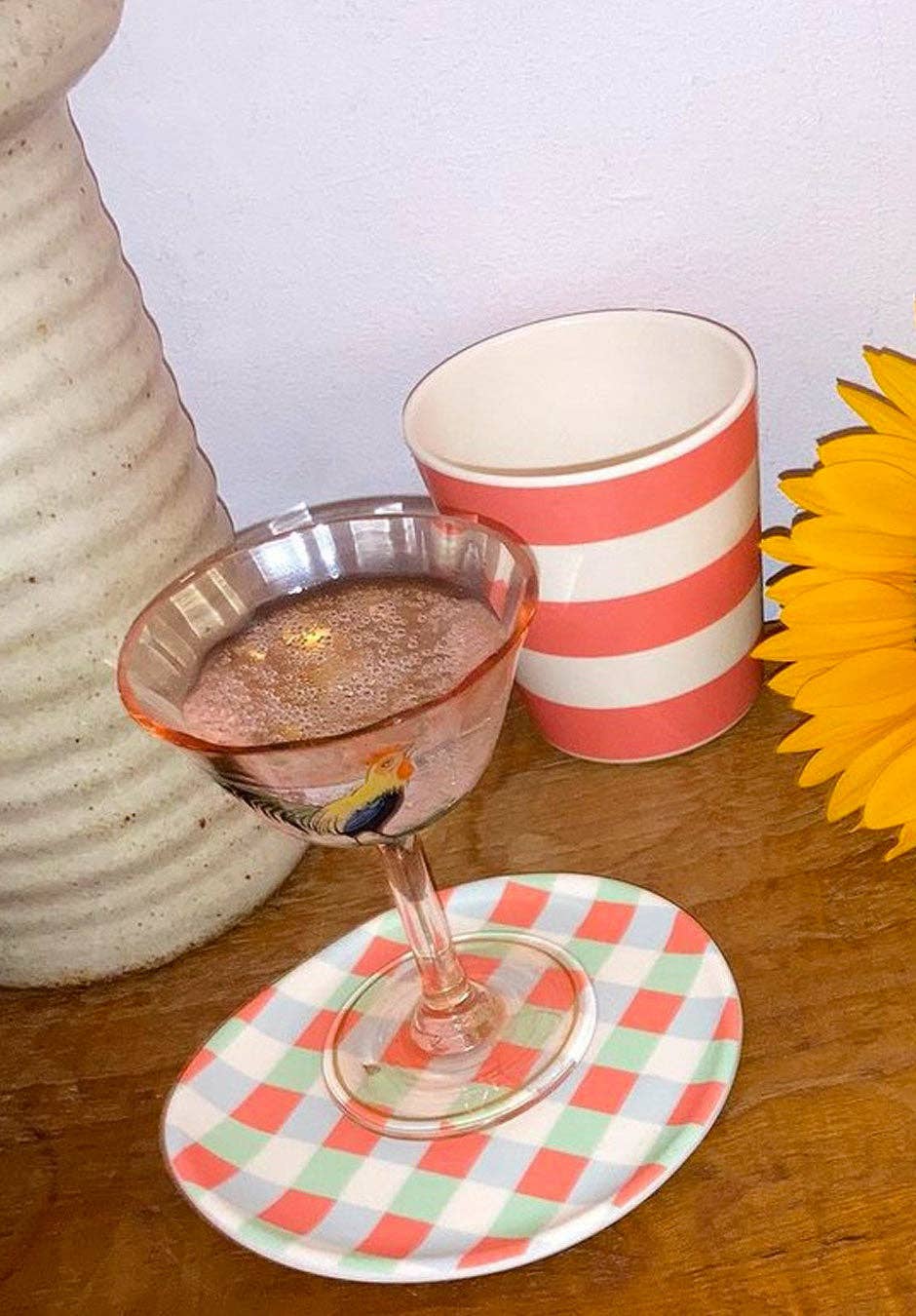 Bamboo Gingham Coaster - Set of 4