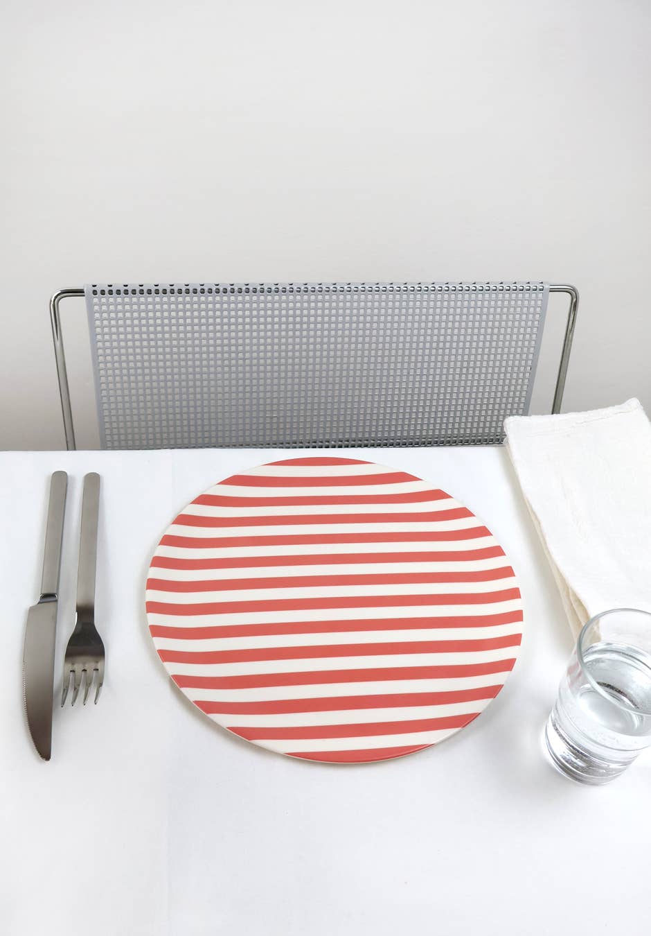 Red Stripe Dinner Plate