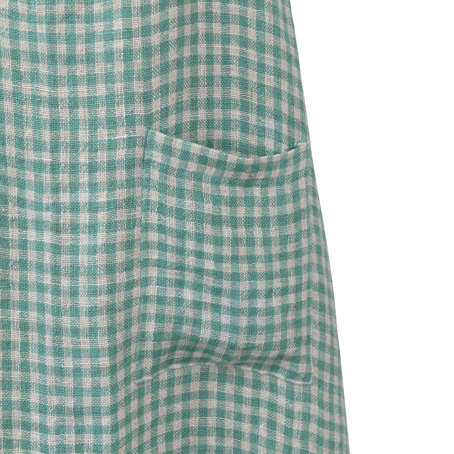 Woven Linen & Cotton Apron - Aqua Gingham image 2