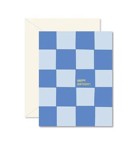 Blue Checkerboard Greeting Card image 0