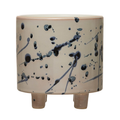 Stoneware Footed Planter with Splatter Design image 0