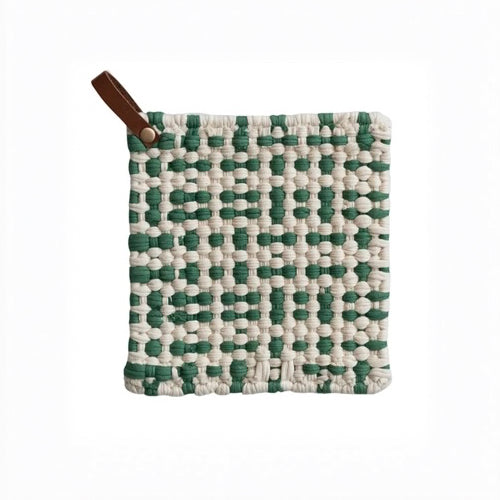 Cotton Crocheted Pot Holder with Leather Loop image 3
