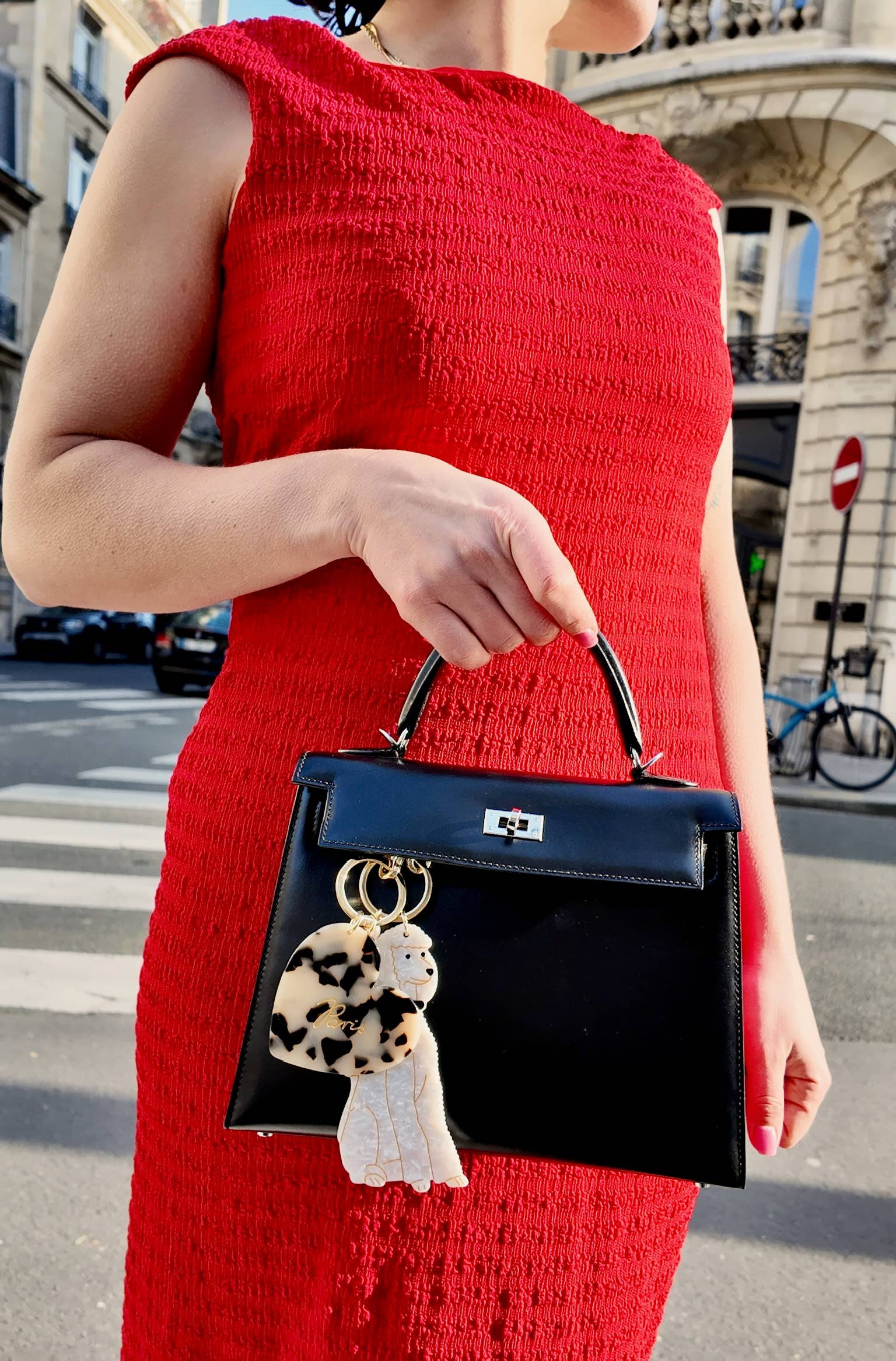 Paris Heart Acetate Bag Charm