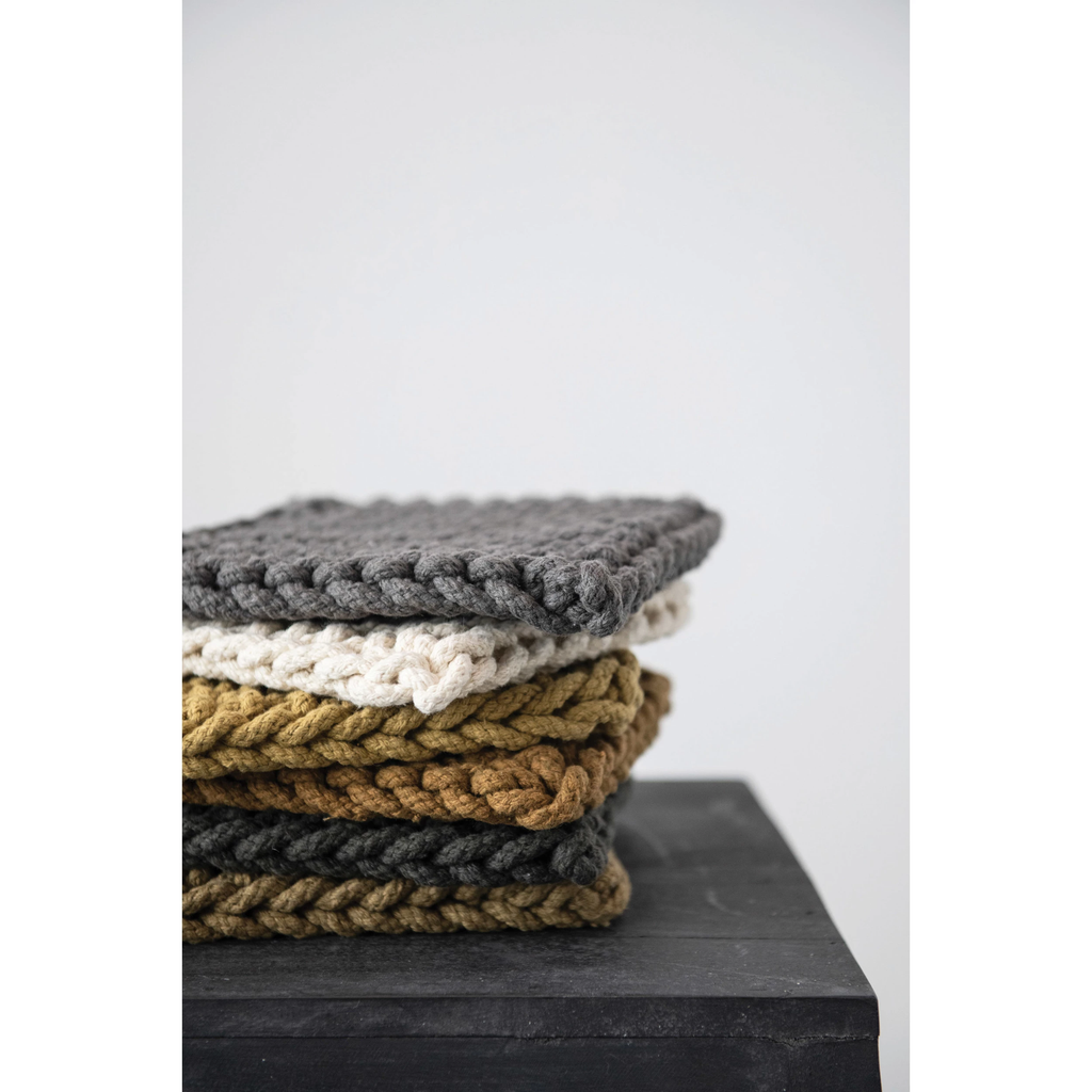 Crocheted Pot Holder Leather Loop image 4