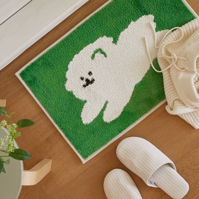 Jacquard Bath Mat - Bichon on the Grass