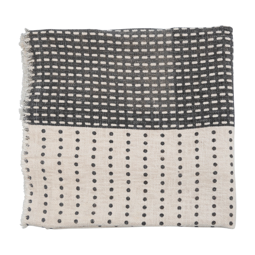 Cotton Blend Slub Throw with Frayed Edges image 2