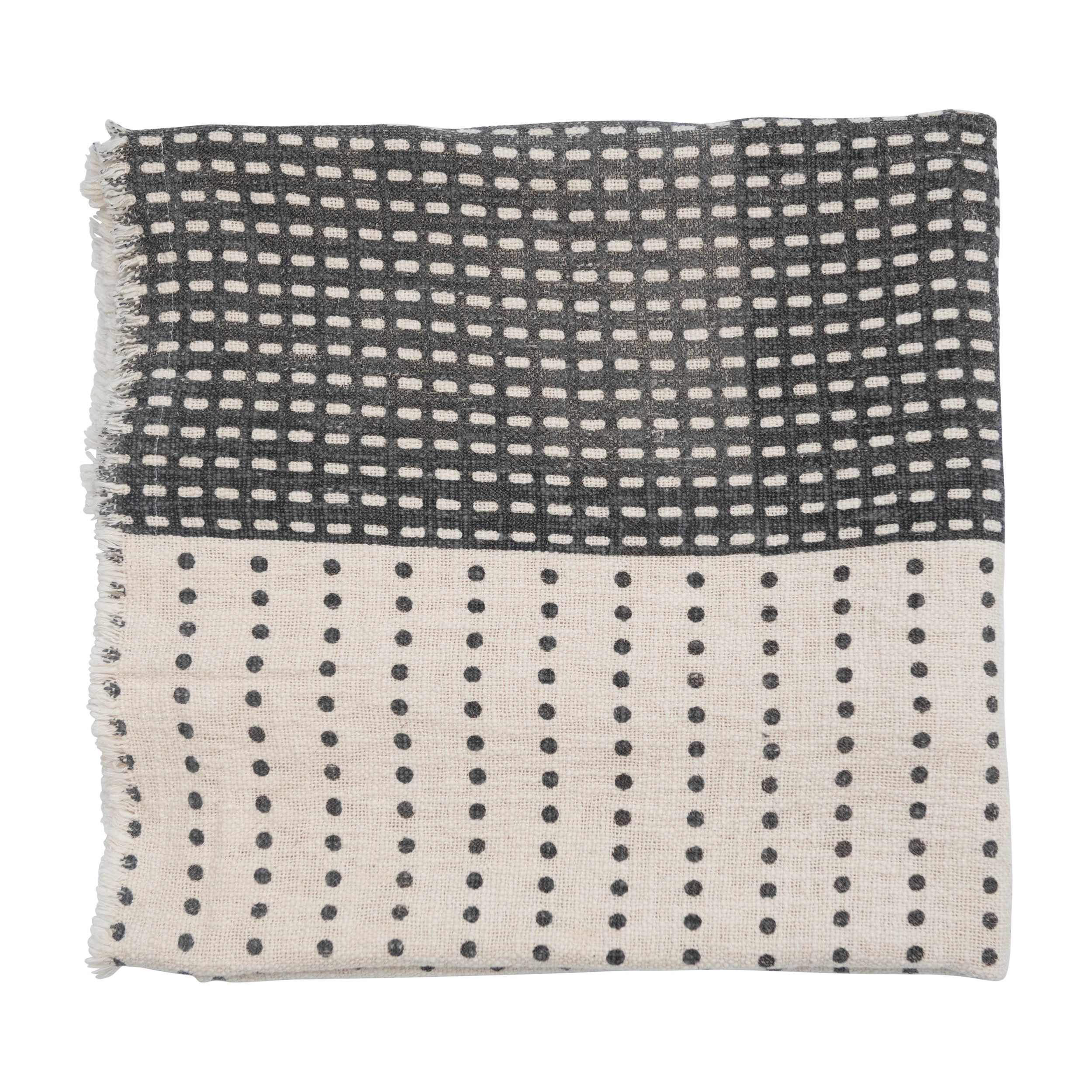 Cotton Blend Slub Throw with Frayed Edges image 2