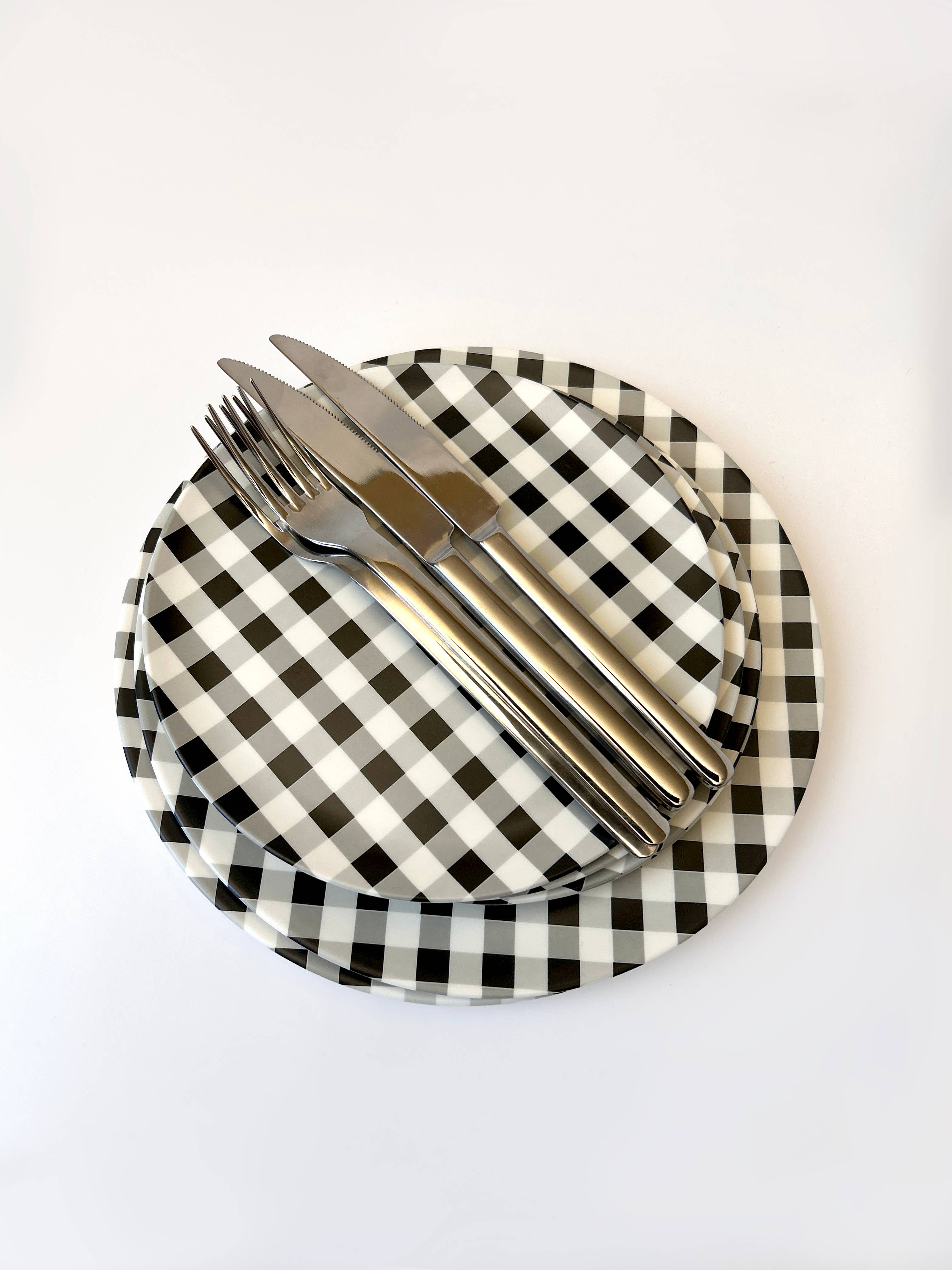 Gingham Black Dinner Plate