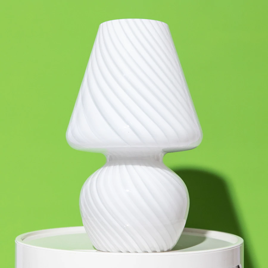 Glass Mushroom Lamp - Tall / White Stripe image 2