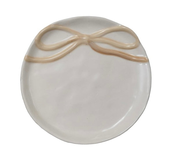 Round Stoneware Dish with Bow image 3