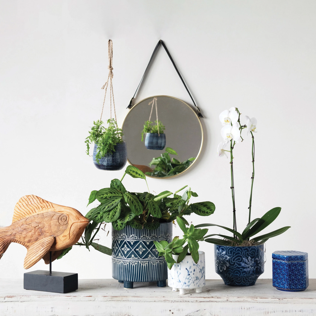 Stoneware Footed Planter with Splatter Design image 3
