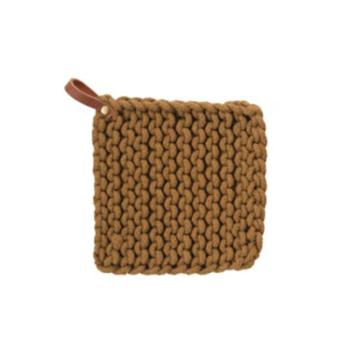 Crocheted Pot Holder Leather Loop image 0