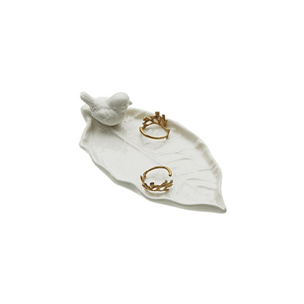 Decorative Ceramic Leaf Plate with Bird image 2