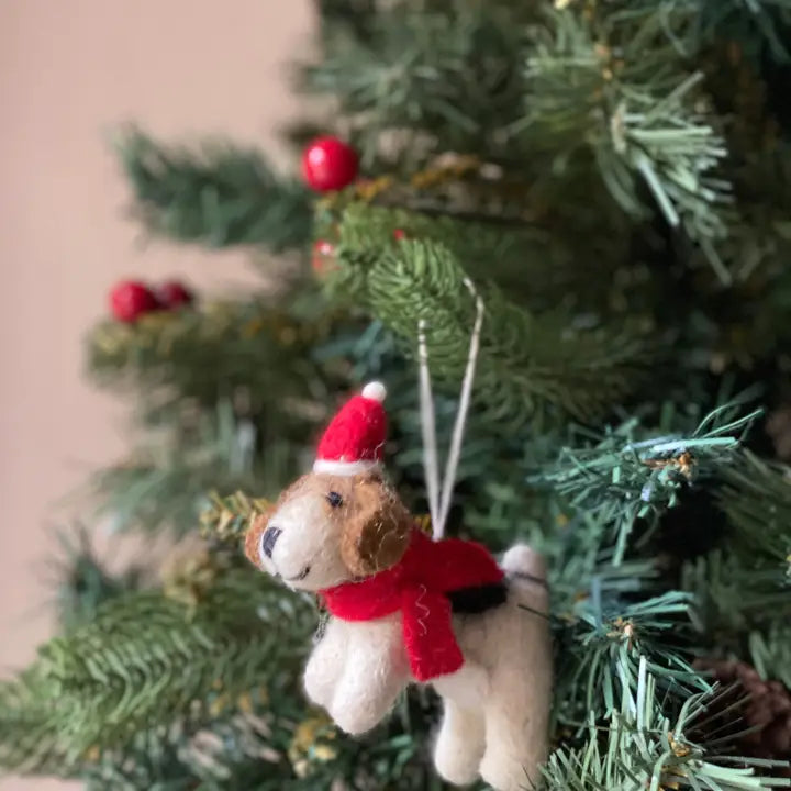 Felt Ornament - Jack Russell w/ Christmas Hat image 2