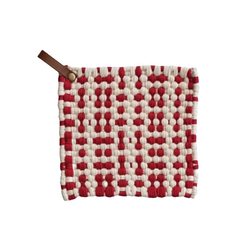 Cotton Crocheted Pot Holder with Leather Loop image 1