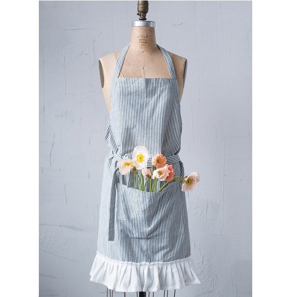 Woven Cotton Apron w/ Pocket & Ruffle image 0
