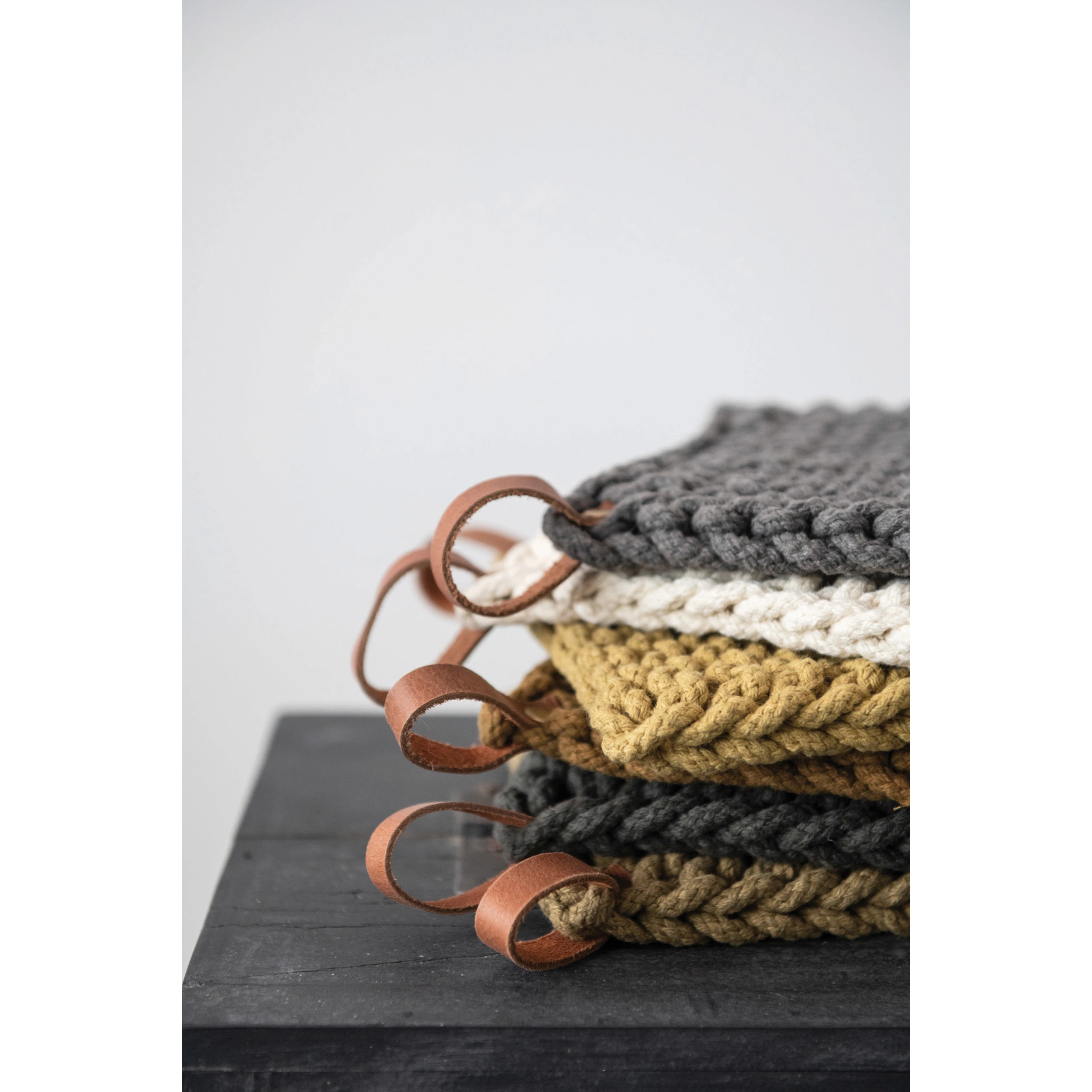 Crocheted Pot Holder Leather Loop image 6