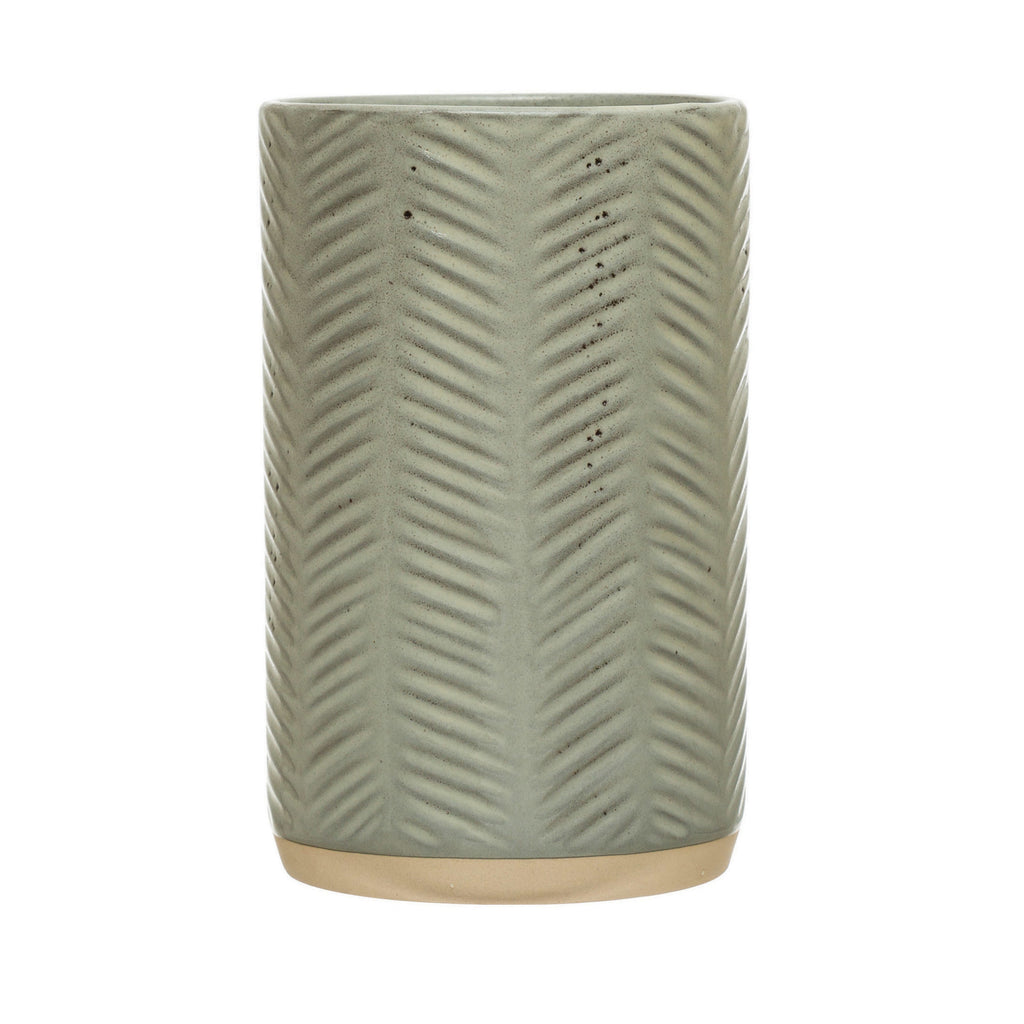 Debossed Stoneware Utensil Holder image 0