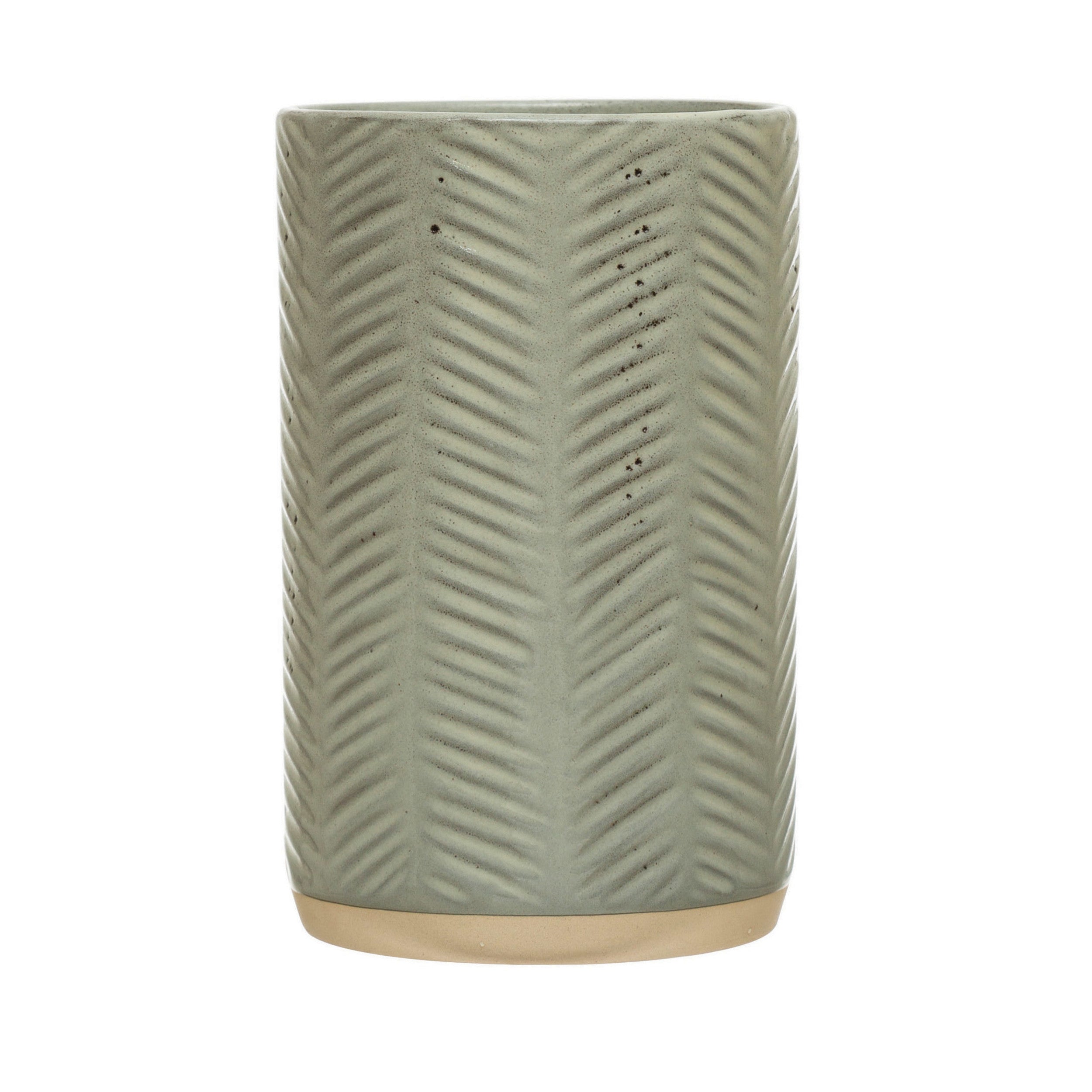Debossed Stoneware Utensil Holder image 0